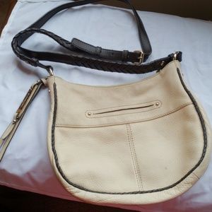B. Makowsky Cream Leather Crossbody